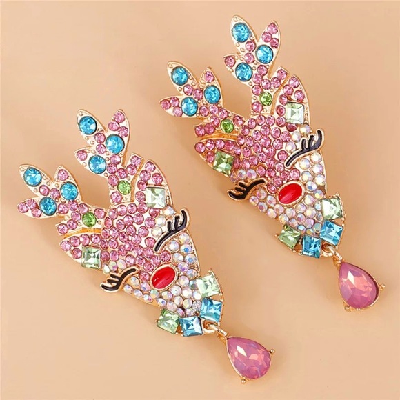 Gift Idea - Christmas Reindeer Earrings - Pink - Picture 7 of 7